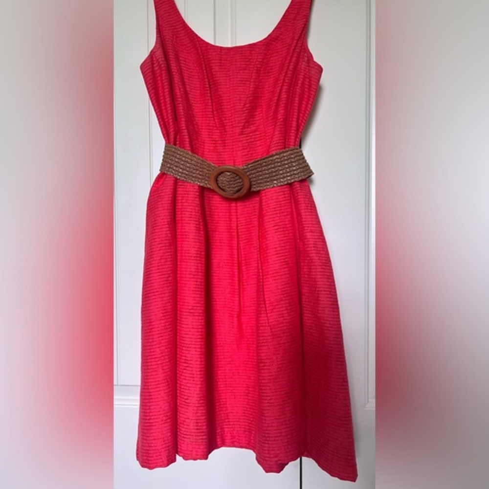 Nine West Women’s Coral Dress Fully Lined with Woven‎ belt & pockets Sz 8